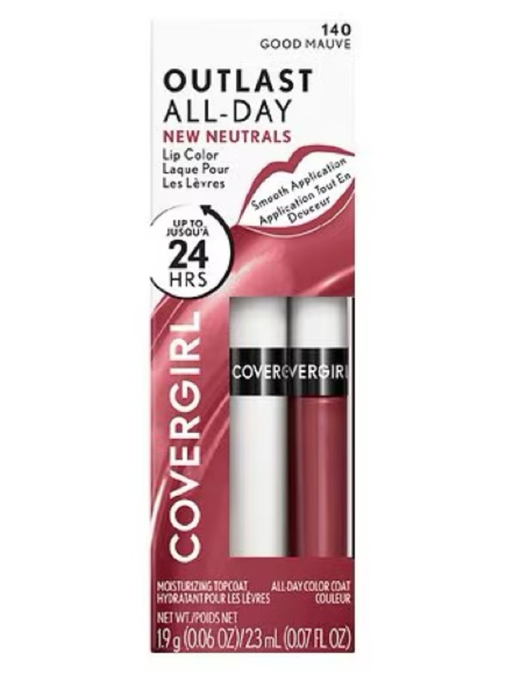COVERGIRL Outlast All-Day Lip Color With Topcoat - Good Mauve 140, NEW